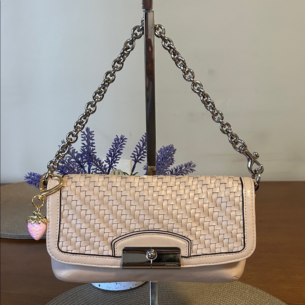 Coach Vintage Tan Leather Mini Bag with Chain Strap